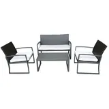 Harms Import Stuhl, 4-teilige Tisch Gruppe Sitz-Ecke Rattan-Optik Veranda Terrasse Balkon