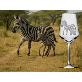 eXODA Weinglas Gravur Zebra mit Baby 0,35 l
