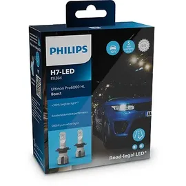 Philips Ultinon Pro6000 Boost H7-LED Scheinwerferlampe mit Straßenzulassung*, 300% helleres Licht**, silber