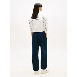 Tommy Hilfiger Sweathose TOMMY JEANS "TJW BADGE SWEATPANT", Damen, Gr. XS (34), N-Gr, blau (schwarz night navy), Web, Obermaterial: 100% Baumwolle, relaxed fit lang, Hosen Sweathose, Relaxed Fit mit Elastikbund am Bein