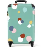 NoBoringSuitcases.com© Hartschalen-Trolley Muster - Abstrakt - Formen - Kind 55x35x20cm, 4 Rollen, Kinder Koffer Klein, Trolley Handgepäck, Reisekoffer bunt|grün 35 cm x 55 cm x 20 cm