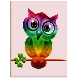 Glasbild ARTLAND "Bunte Eule", bunt (farbe bild(er): bunt), B:45cm H:60cm, Bilder, in verschiedenen Größen