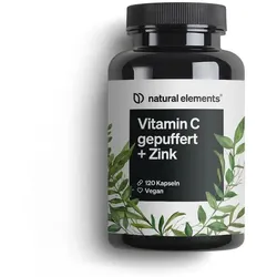 Vitamin C - 120 Kapseln - Hochdosiert mit 1000mg + 15mg Zink - Pflanzlich fermentiert & gepuffert (pH-neutral, säurefrei, magenschonend) - Laborgeprüft, vegan und in Deutschland produziert  St
