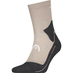 Wandersocken HEAD "HEAD HIKING WARM SHORT CREW 1P", Damen, Gr. 43-46, grau (taupe), Obermaterial: 43% Polyamid, 37% Wolle, 18% Polyester, 2% Elasthan, normal, Socken, Zonenpolsterung für zusätzlichen Komfort
