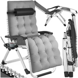 Tectake Cloud Sonnenliege 84 x 168 x 82,5 cm Hellgrau