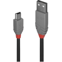 Lindy USB-Kabel USB 2.0 USB-A Stecker, USB-Mini-B Stecker 1.00 m Schwarz, Grau 36722