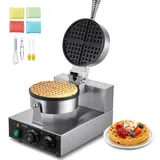 Vevor kommerzielles Waffeleisen 1230 W Waffel Maker mit antihaftbeschichteten Backflächen Waffeleisen aus Edelstahl mit Temperatur- und Zeitregelung, für Restaurant Bäckerei 4 Fächerfömige Waffeln