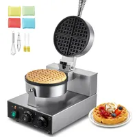Vevor kommerzielles Waffeleisen 1230 W Waffel Maker mit antihaftbeschichteten Backflächen Waffeleisen aus Edelstahl mit Temperatur- und Zeitregelung, für Restaurant Bäckerei 4 Fächerfömige Waffeln