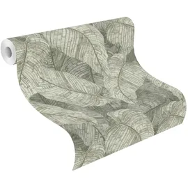 Rasch Textil Rasch Vliestapete Muster Blätter grün grau 10,05 x 0,53 m