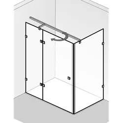 HSK Atelier Pur Drehtür pendelbar an Nebenteil + Seitenwand