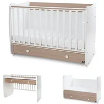 Lorelli Babybett Dream 60 x 120 cm umbaubar Schreibtisch Kinderbett Schaukelbett hellbraun weiß