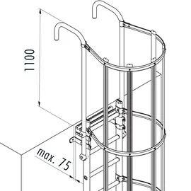 Hailo Professional Hailo Steigleiter mit Rückenschutz VAM-18 Edelstahl 5,04m