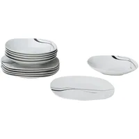 VAN WELL Silver Night Tafelservice 12-tlg. weiß Linien-Dekor
