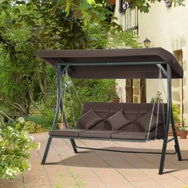 Outsunny Hollywoodschaukel Braun 3-Sitzer