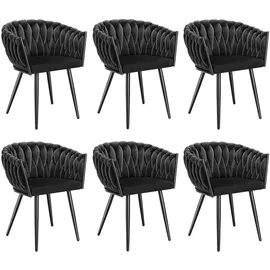 Tectake Esszimmerstuhl Astano Samt schwarz 6er Set