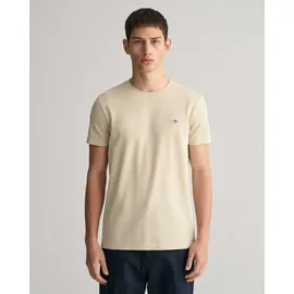 GANT T-Shirt »SLIM PIQUE SS T-SHIRT«, aufgestickte GANT-Wappengrafik auf der Brust, beige