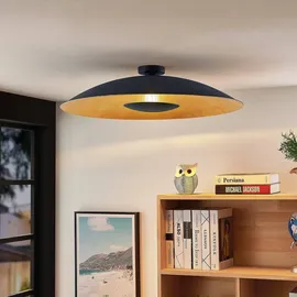 LINDBY Deckenlampe Narisara, Ø 80 cm, E27, schwarz-gold