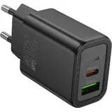 HOCO Ladegerät 20W USB-C/A PD QC3.0 Schnellladen Schwarz