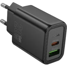 HOCO Ladegerät 20W USB-C/A PD QC3.0 Schnellladen Schwarz