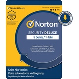 NortonLifeLock Norton Security Deluxe 2025 - 5 Geräte 1 Jahr PKC Internet Security - Ohne Abo