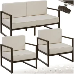tectake® Garten-Loungeset, für 4 Personen, Dicke der Sitzpolster 14 cm, pulverbeschichtete Stahlgestelle, höhenverstellbare Füße