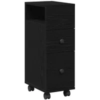 VidaXL Badschrank mit Rollen Schmal Schwarz Eiche Holzwerkstoff