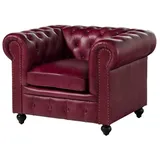 MASSIVMOEBEL24.DE Sessel Echtleder 105x82x75 rot CHESTERFIELD #402 | 2 Jahre Gewährleistung | mind. 14 Tage Rückgaberecht - Rot