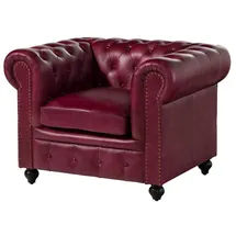 MASSIVMOEBEL24.DE Sessel Echtleder 105x82x75 rot CHESTERFIELD #402 | 2 Jahre Gewährleistung | mind. 14 Tage Rückgaberecht - Rot