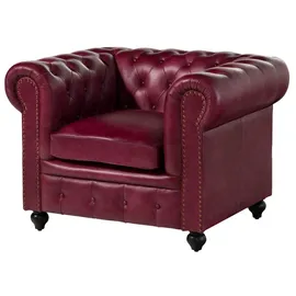 MASSIVMOEBEL24.DE Sessel Echtleder 105x82x75 rot CHESTERFIELD #402 | 2 Jahre Gewährleistung | mind. 14 Tage Rückgaberecht - Rot