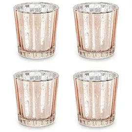 Partydeco Teelichthalter 5,5x6cm Glas roségold