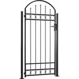 vidaXL Zauntor mit gewölbter Spitze und 2 Pfosten 105x204 cm Schwarz