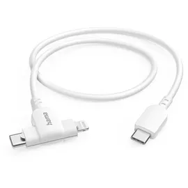 Hama Ladekabel 2-in-1, USB-C - USB-C oder Lightning, MFI, 1,5 m, Weiß