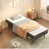 Klappbett Metall Schwarz 80x190 Cm, Mit 9,5 Cm Gel-memory-foam-matratze Und Rollen