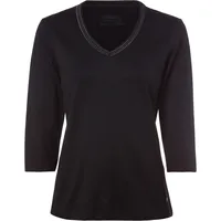 Olsen Basic-Shirt, reine Baumwolle, verzierter V-Ausschnitt, für Damen, schwarz,