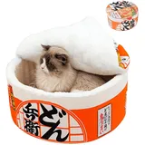 ZHUIYIWIN Katzenhöhle, Katzenbetten, Katzenhaus, Kuschelhöhle für Katzen, Bequemer Katzenschlafplatz für Katzen Kätzchen Welpen, Plüsch Katzenhaus Indoor für Katzen Kätzchen (Orange, S)