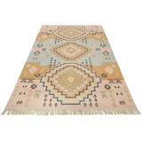 Green Looop Teppich Mayenne GL-82104, rechteckig, Höhe: 5 mm, handgewebter Naturfaserteppich aus 65% Wolle/35% Baumwolle, Fransen rosa 160 cm x 230 cm x 5 mm