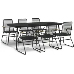 vidaXL 7-tlg. Garten-Essgruppe Schwarz PVC-Rattan