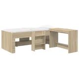 vidaXL Hochbett mit Schreibtisch für Kinder 2 Stk. 0 x 0 cm Eiche Sonoma