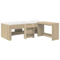vidaXL Hochbett mit Schreibtisch für Kinder 2 Stk. 0 x 0 cm Eiche Sonoma