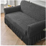 BYSURE Sofahusse, Futon-Couchbezug mit Rock, Stretch-Sofabettbezug grau