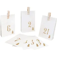 pajoma® Adventskalender zum Befüllen | 24 Papiertüten Geschenktüten, Weihnachten - Weiß/Gold
