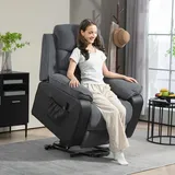 Homcom Fernsehsessel mit Aufstehhilfe Cord 96 x 108 x 96 cm Dunkelgrau elektrisch