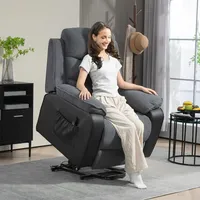 Homcom Fernsehsessel mit Aufstehhilfe Cord 96 x 108 x 96 cm Dunkelgrau elektrisch