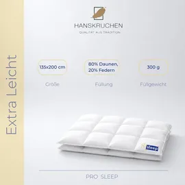 HANSKRUCHEN GmbH HANSKRUCHEN Daunendecke 135x200 cm Extra Leicht waschbar Allergiker Sommerdecke atmungsaktiv Kassettendecke weiß - Weiß