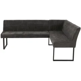 Mendler Eckbank HWC-O82, Esszimmerbank Bank, Öko-Tex (310g/m2) Chenille Stoff/Textil Metall 210x159cm ~ dunkelgrau