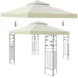 Ersatzdach 310g/m2 Wasserdicht, Circa 3 X 3 M, Pavillondach Wasserfest,Ersatzdach Pavillon 3x3m,Ersatzbezug Dachbezug Für Garten Pavillon,für Garten Pavillon Doppeldach Ersatzdach Pavill-Rice White