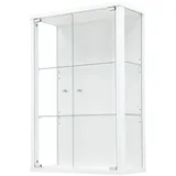 K-Möbel VR-Wohnwelten Hängevitrine (82x56x25,2cm) in Weiß mit 2 Glasböden - Modellauto Vitrine Weiss - Vitrinenschrank Weiß - Sammlervitrine - Glasvitrine klein Regal Glas Mini Vitrine Weiß