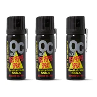 Pfefferspray OC 5000 Breitstrahl 40 ml 50 ml 63 ml - mit Metallclip - EXTRA STARK - zur Selbstverteidigung hochwertiges KO Spray mit Federdeckel - 3 Meter Reichweite (3, 50ml)