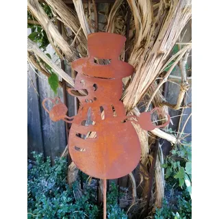 Edelrost Gartenstecker Schneemann Gustaffson Winter Weihnachten Rostdeko