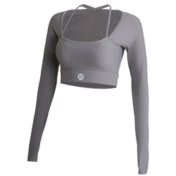 YEAZ Yogatop CLUB LEVEL long top (1-tlg) Perfekt für Workouts, Yoga, Fitness & Joggen grau S